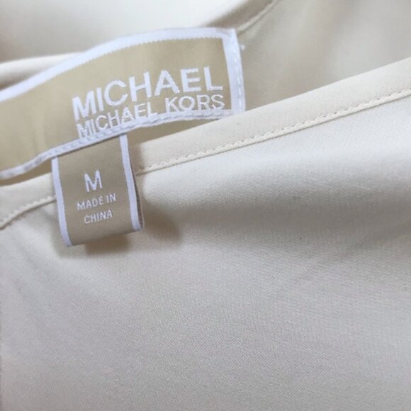 Michael Kors 100% Silk Top Gold Chain Necklace Asymmetrical Sleeveless Drapey M - Picture 7 of 15